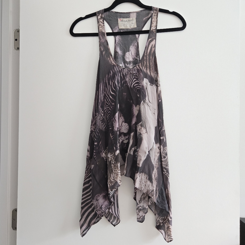 All Saints Circus Silk Racer Vest Size US 4/UK 8